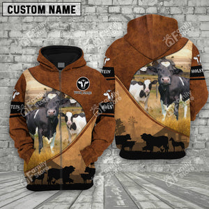 Personalized Uni Holstein Farming Dark Brown 3D Hoodie