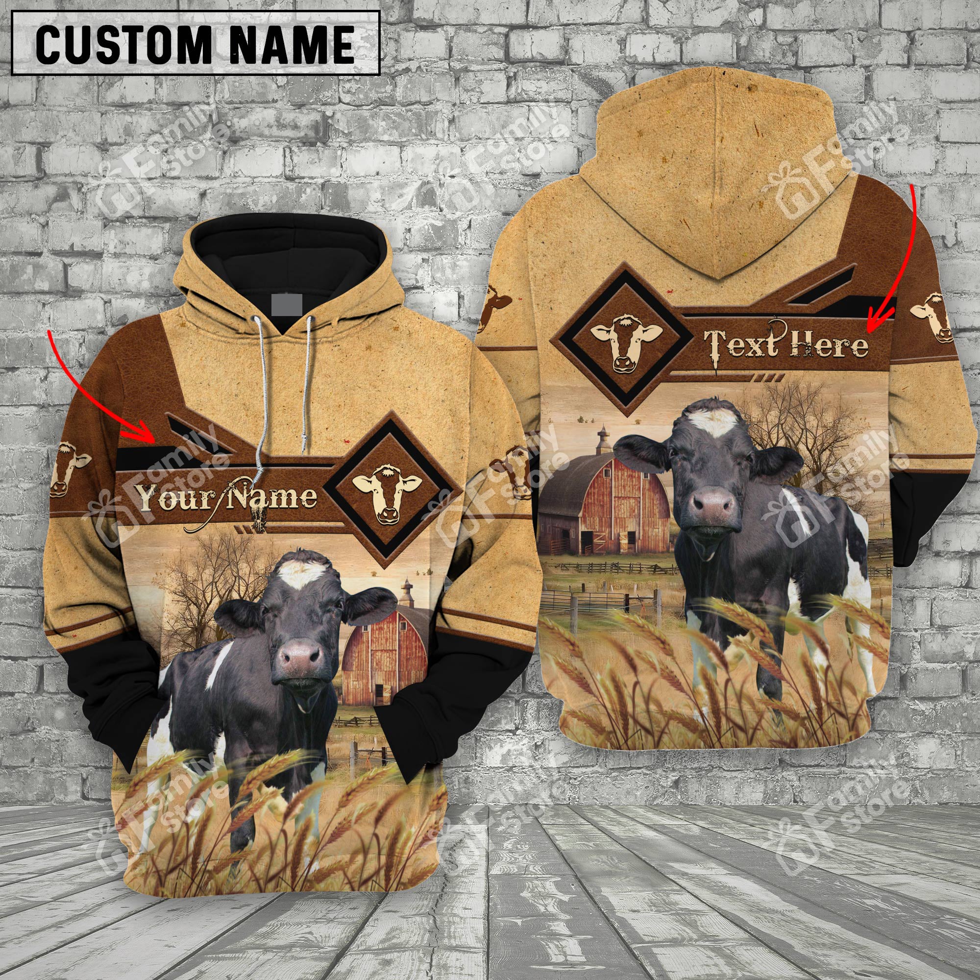 Personalized Uni Holstein On Farms Printed 3D Hoodie