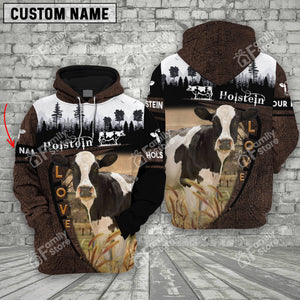 Personalized Uni Holstein On Farms Printed 3D Wooden Forest Hoodie