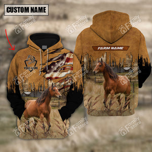 Personalized Uni Horse Us Flag Pattern Hoodie