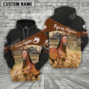 Personalized Uni Horse On Farms Printed 3D Black Hoodie