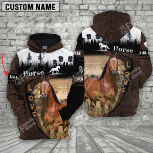 Personalized Uni Horse On Farms Printed 3D Wooden Forest Hoodie