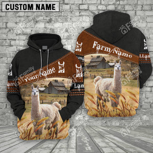 Personalized Uni LLama On Farm Printed 3D Black Hoodie