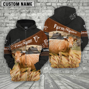 Personalized Uni Limousin On Farm Printed 3D Black Hoodie