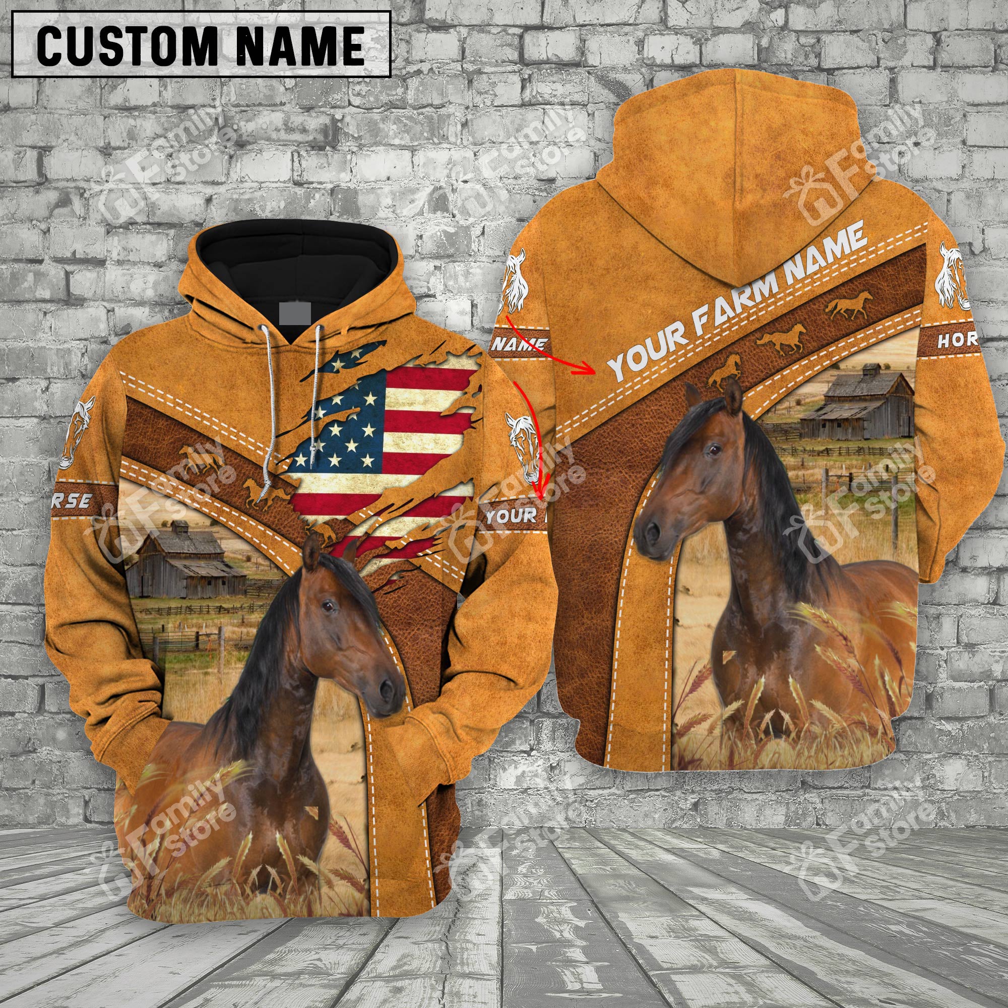 Personalized Name Uni 3D Horse Flag Hoodie