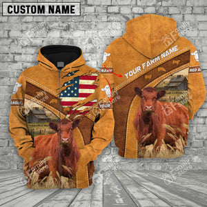 Personalized Name Uni 3D Red Angus Flag Hoodie