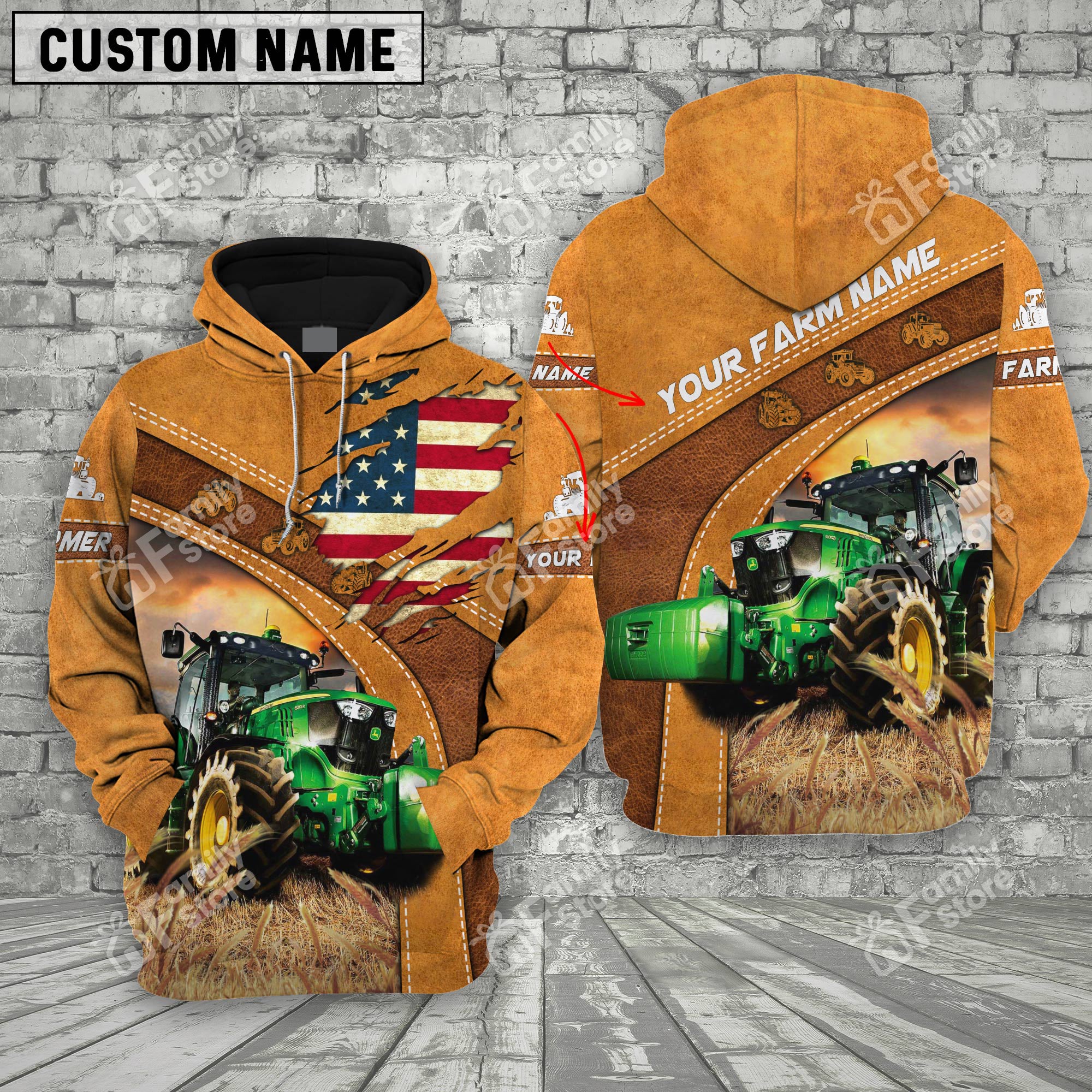 Personalized Name Uni 3D Tractor Flag Hoodie