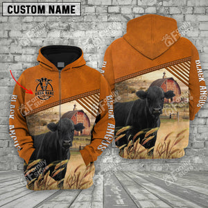 Personalized Name Uni Black Angus Barn Farm 3D Hoodie