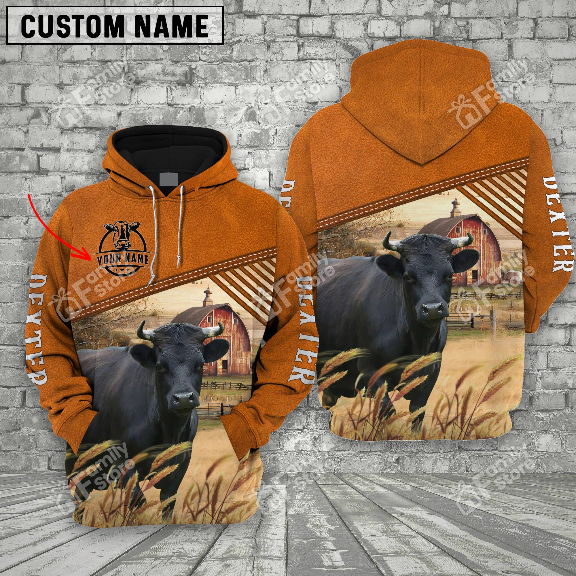 Personalized Name Uni Dexter Barn Farm 3D Hoodie