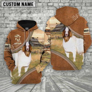 Personalized Name Uni Farm Boer Goat Cattle Light Brown Hoodie