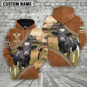 Personalized Name Uni Farm Holstein Cattle Light Brown Hoodie