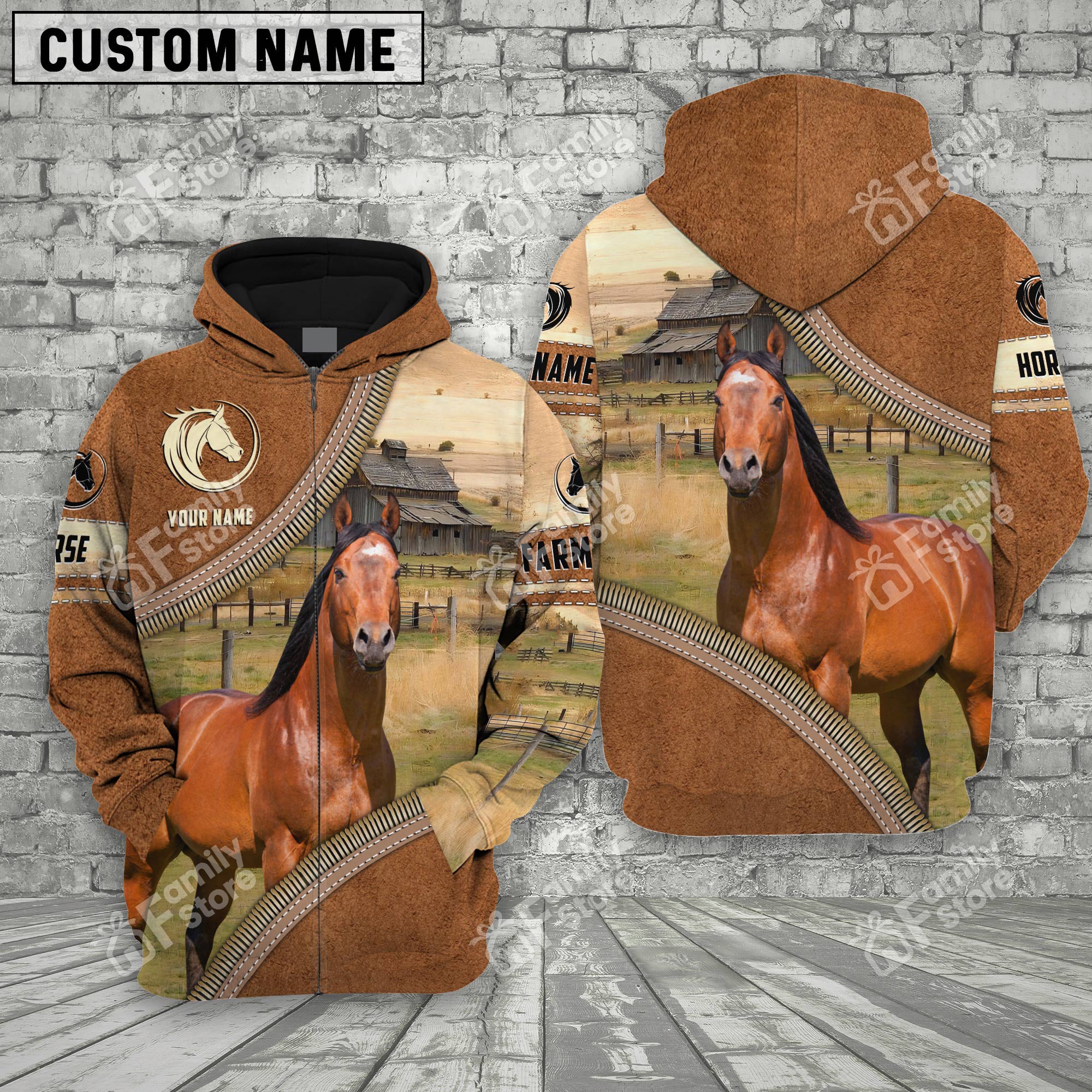 Personalized Name Uni Farm Horse Cattle Light Brown Hoodie