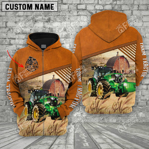 Personalized Name Uni Farm Tractor Barn Farm 3D Hoodie