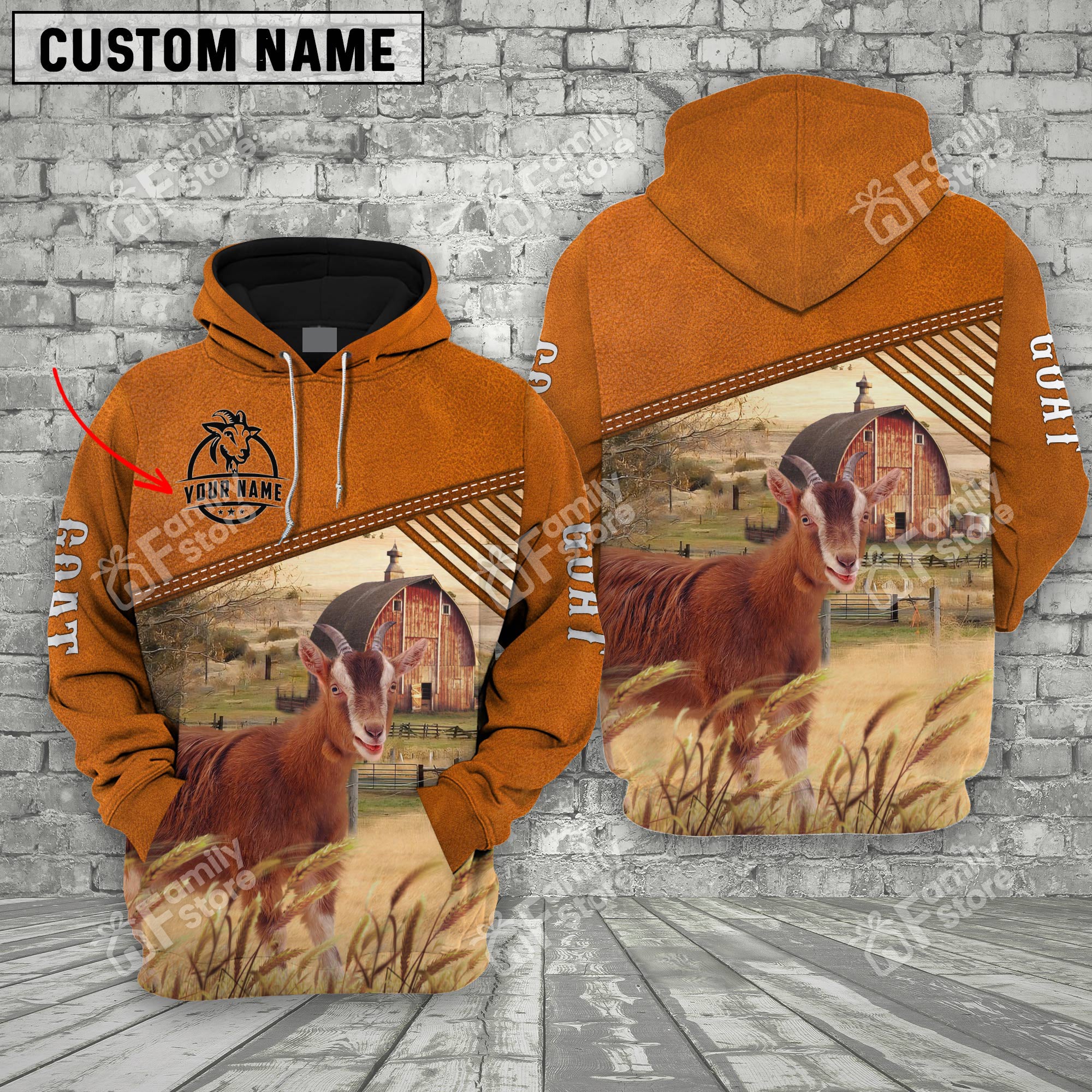 Personalized Name Uni Goat Barn Farm 3D Hoodie