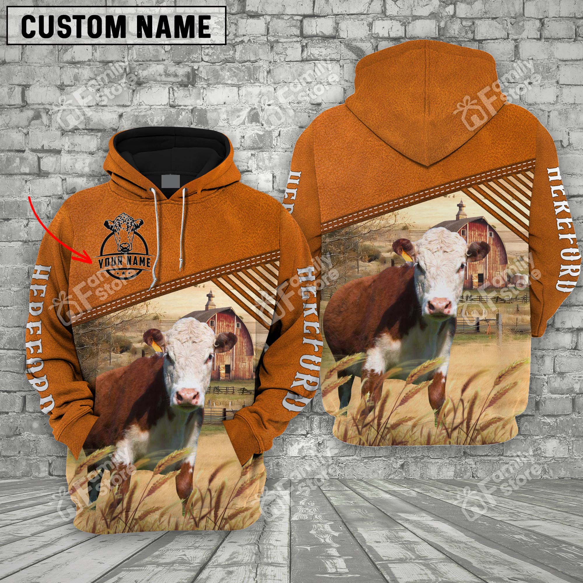 Personalized Name Uni Hereford Barn Farm 3D Hoodie