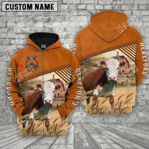 Personalized Name Uni Hereford Barn Farm 3D Hoodie