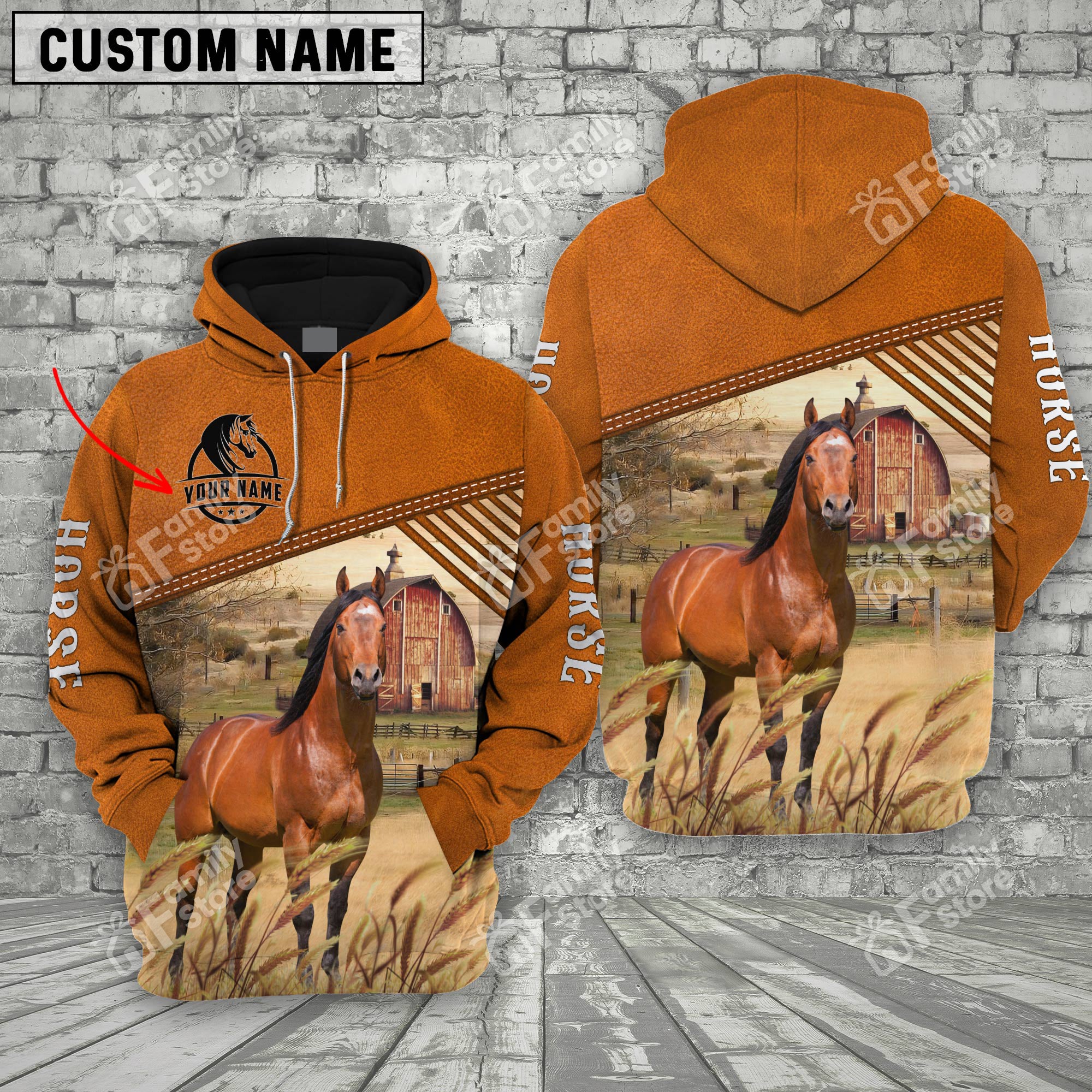 Personalized Name Uni Horse Barn Farm 3D Hoodie