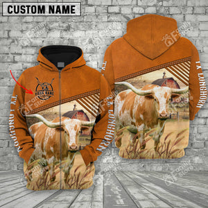 Personalized Name Uni Texas Longhorn Barn Farm 3D Hoodie