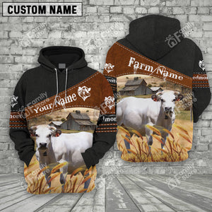 Personalized Uni Piedmontese On Farm Printed 3D Black Hoodie