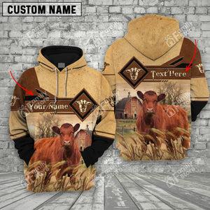 Personalized Uni Red Angus On Farms Printed 3D Hoodie