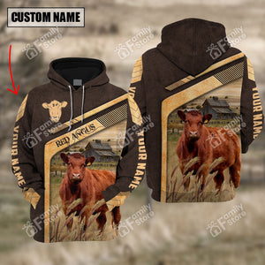 Personalized Uni Red Angus On The Meadow Hoodie