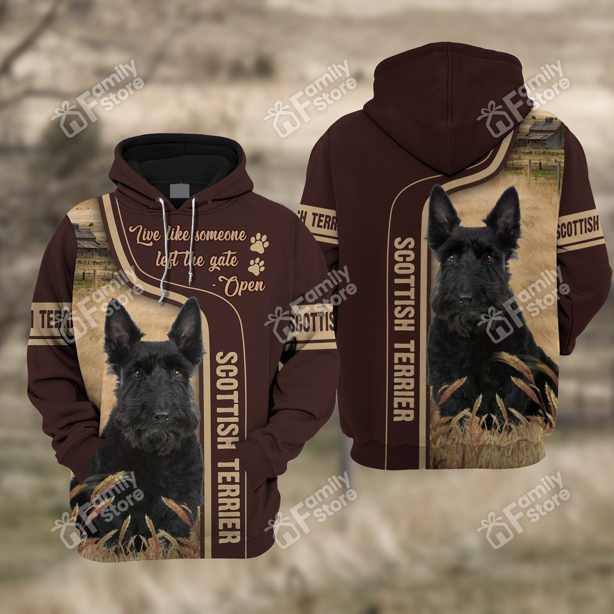 Personalized Uni Scottish Terrier Cattle All Over Printed 3D Hoodie