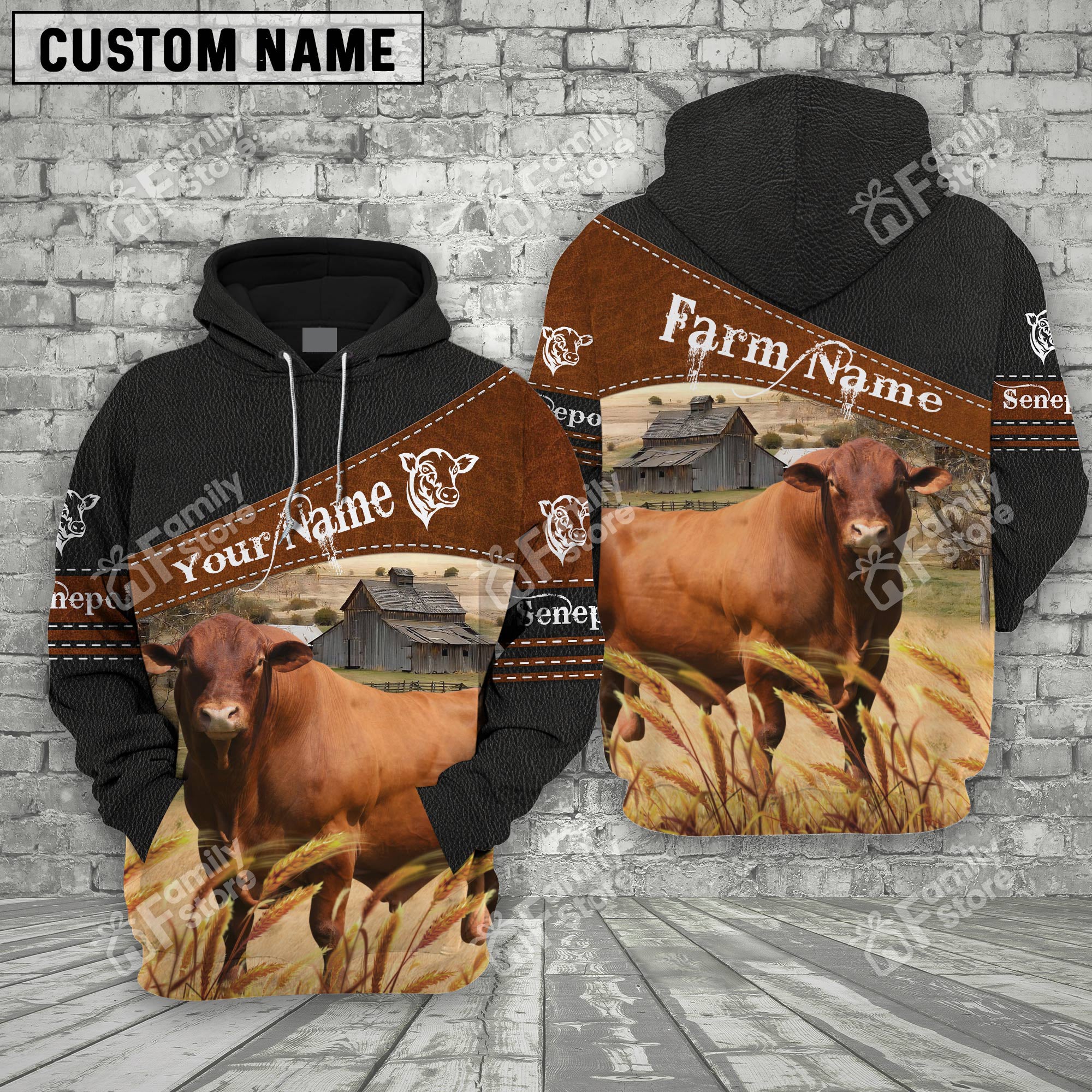 Personalized Uni Senepol On Farm Printed 3D Black Hoodie