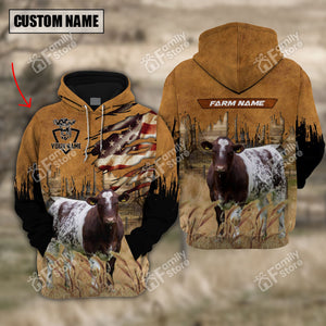 Personalized Uni Shorthorn US FLAG Pattern Hoodie