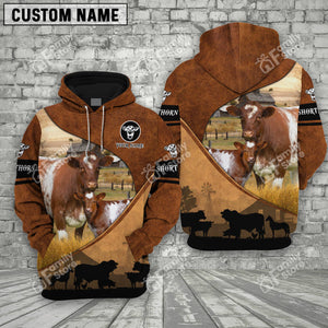 Personalized Uni Shorthorn Farming Dark Brown 3D Hoodie