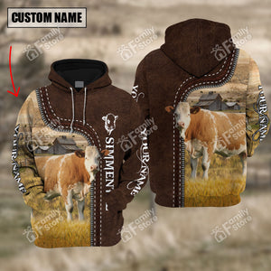 Personalized Uni Simmental Farming Leather Pattern 3D Hoodie