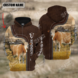 Personalized Uni Simmental Farming Leather Pattern 3D Hoodie