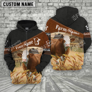 Personalized Uni Simmental On Farms Printed 3D Black Hoodie