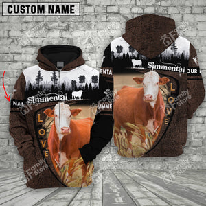 Personalized Uni Simmental On Farms Printed 3D Wooden Forest Hoodie