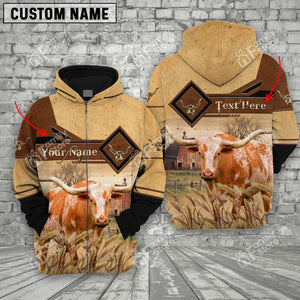 Personalized Uni Texas Longhorn On Farms Printed 3D Hoodie