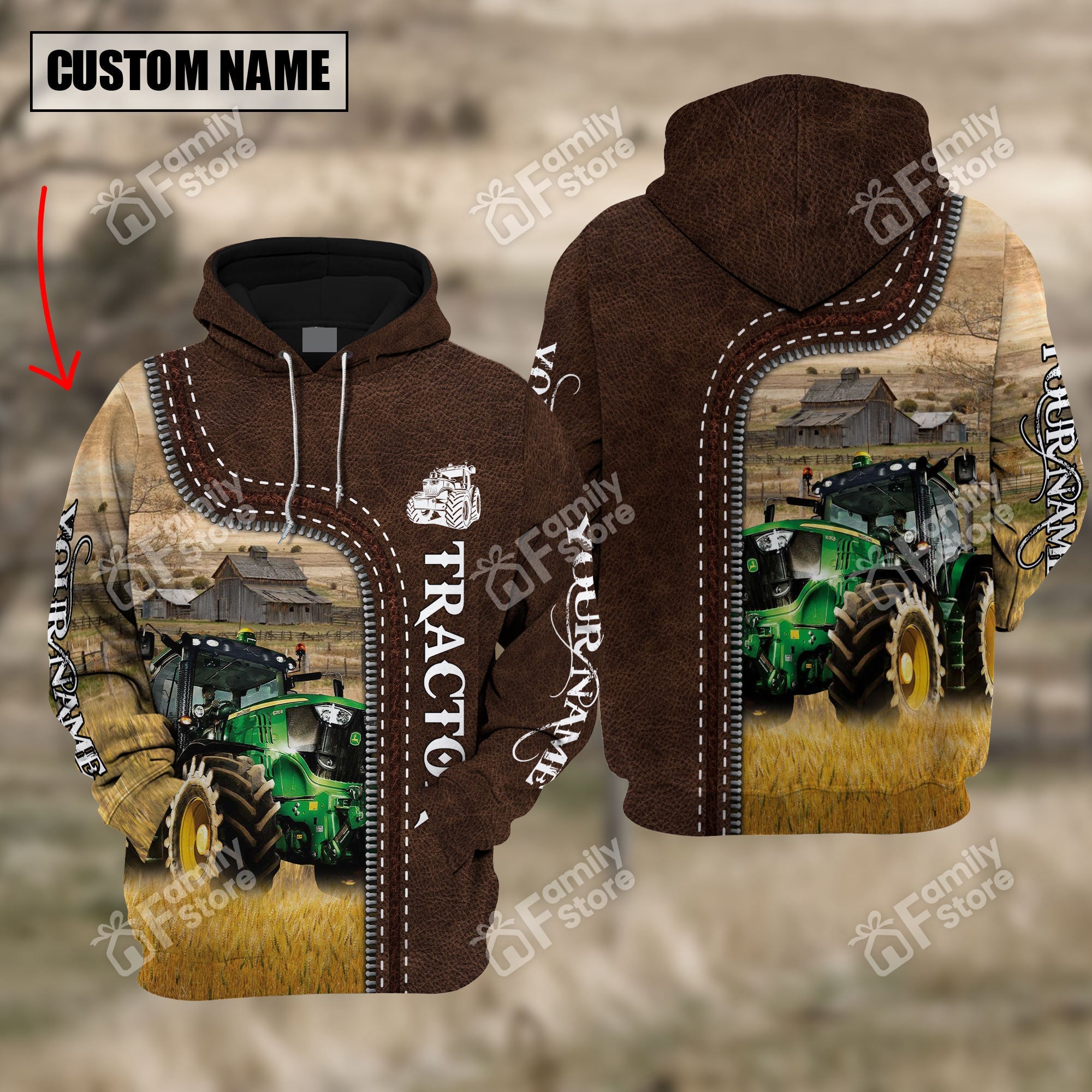 Personalized Uni Tracto Farming Leather Pattern 3D Hoodie