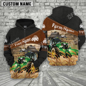 Personalized Uni Tractor On Farms Printed 3D Black Hoodie