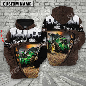 Personalized Uni Tractor On Farms Printed 3D Wooden Forest Hoodie