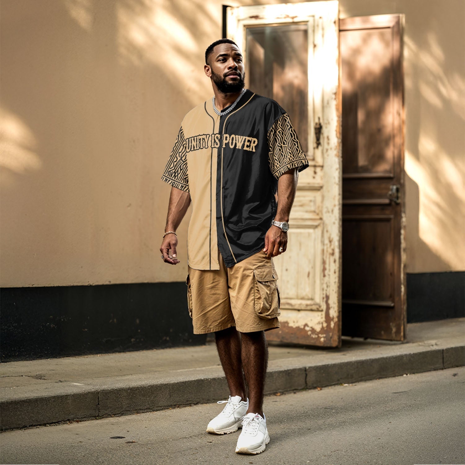 UnityIsPowerBrownBlackBaseballJersey4