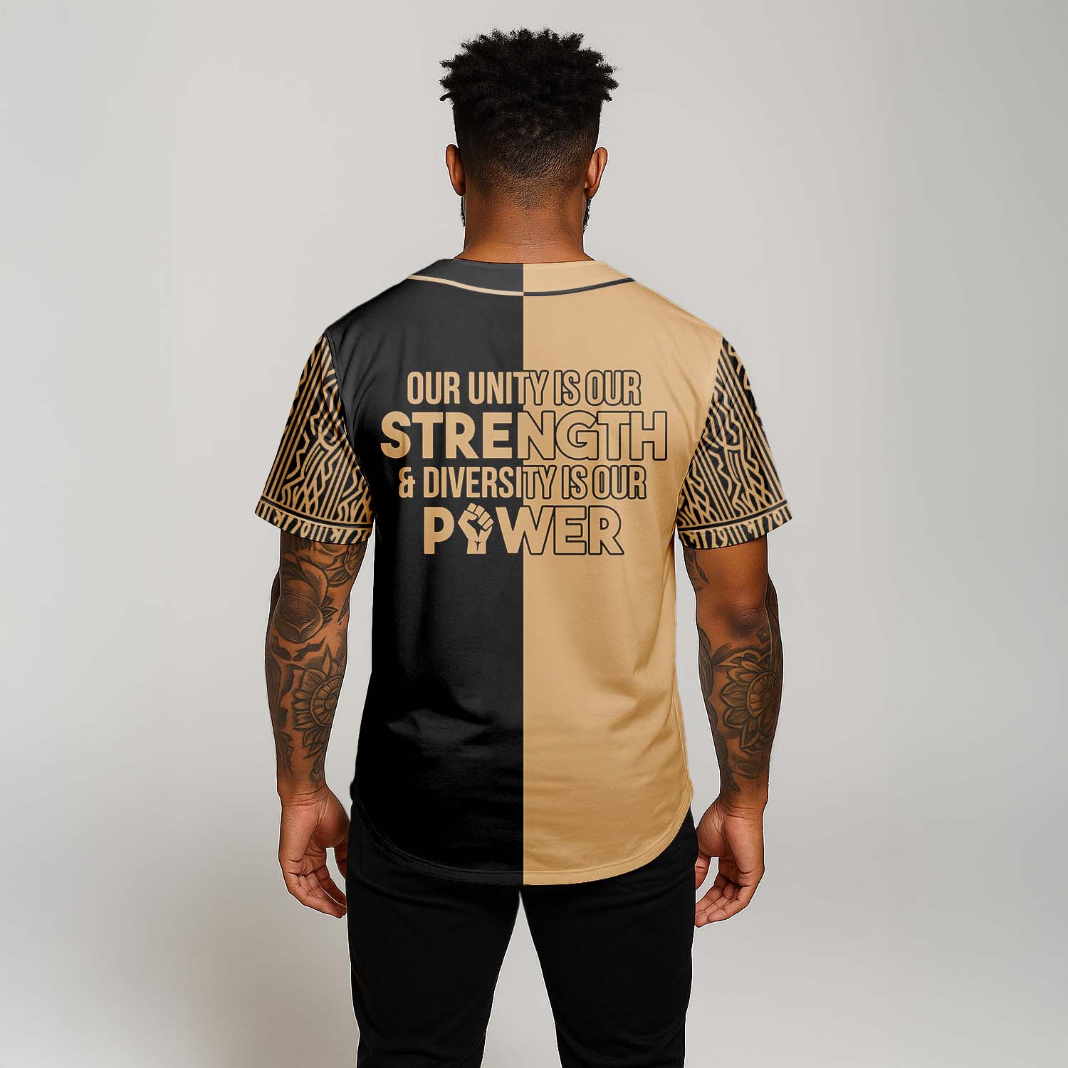 UnityIsPowerBrownBlackBaseballJersey5