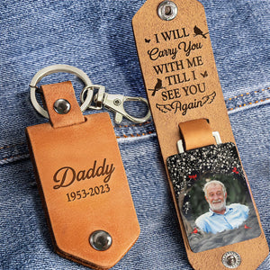 Custom Photo Until I See You Again Memorial - Gift For Family - Personalized Leather Photo Keychain