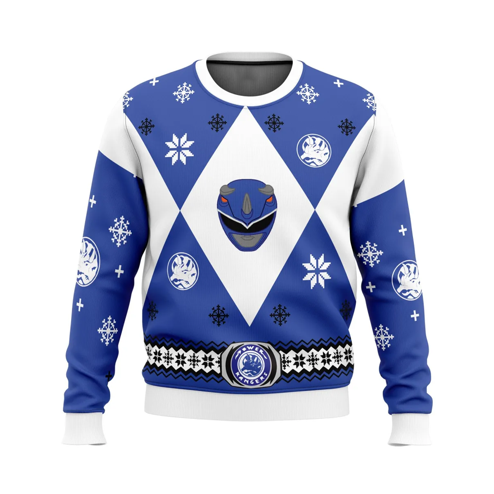 Mighty Morphin Power Rangers Blue - Costume Ugly Christmas Sweater