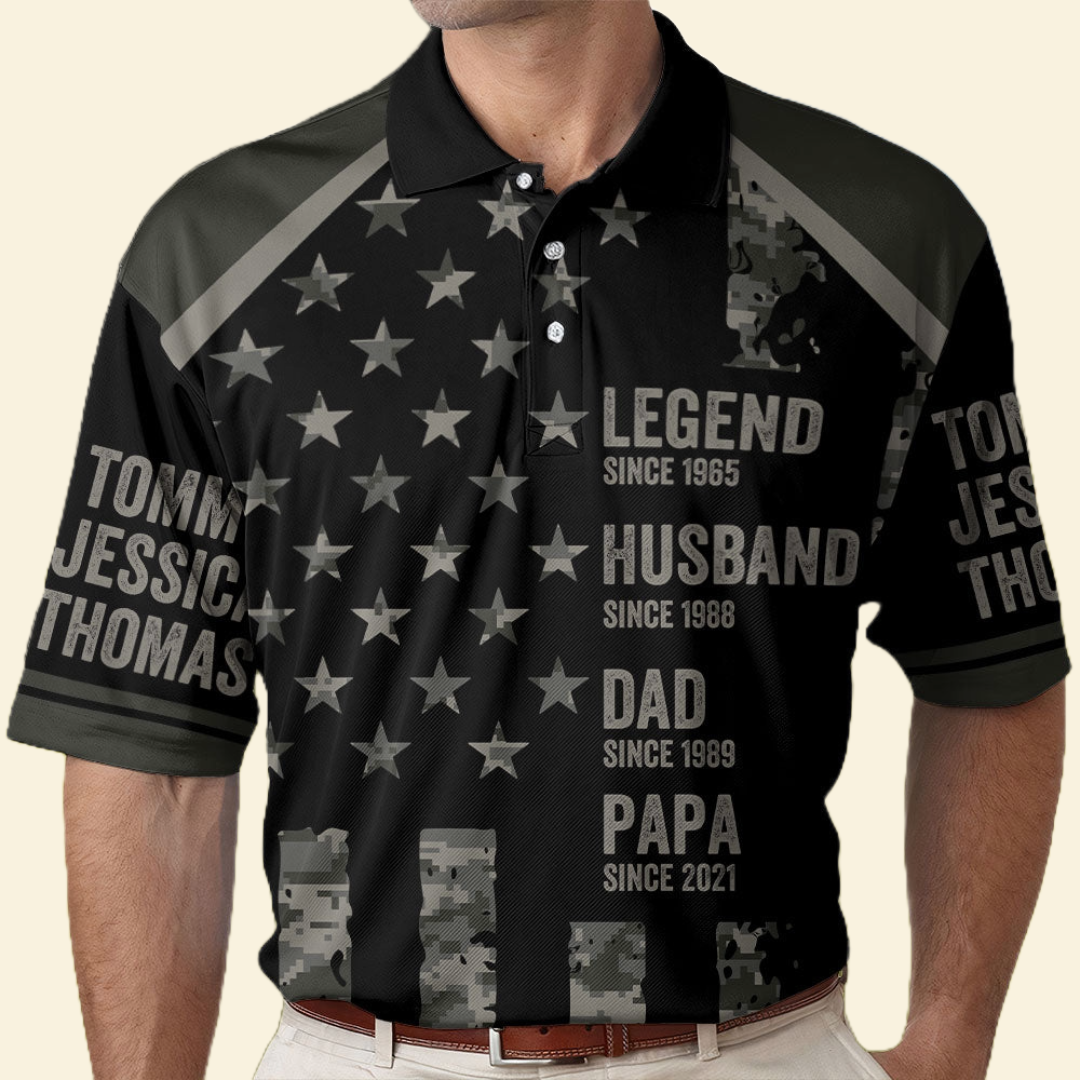 Legend, Husband, Dad, Papa - Gift For Father's Day - Personalized Men Polo Shirt