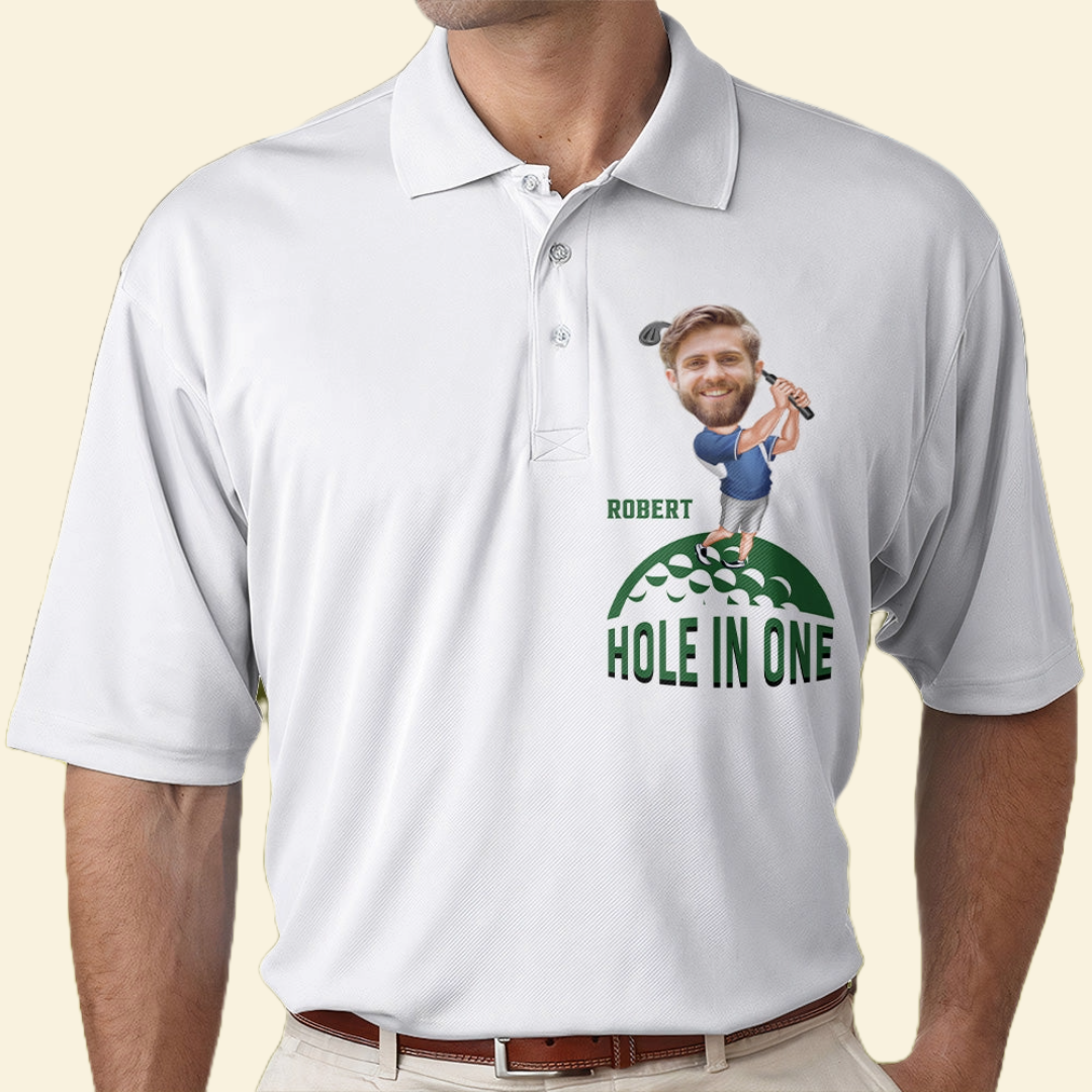 Hole In One Face - Gift For Golf Lovers - Personalized Men Polo Shirt