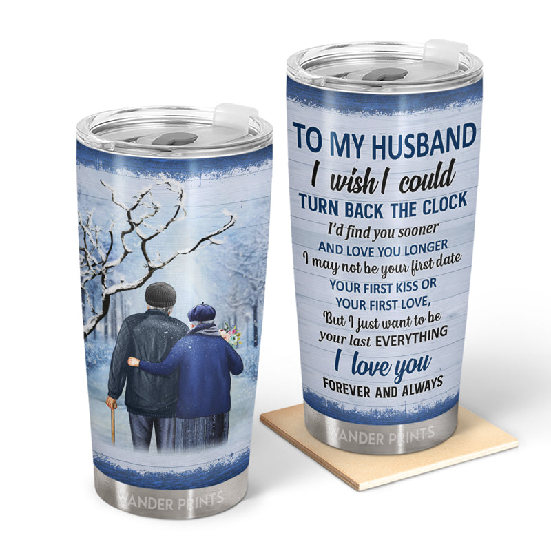 Couple Gifts, Birthday Gifts, Anniversary Gift, Grandparents Day Gifts - I Wish I Could Turn Back The Clock Winter, Old Couple Gift, Custom Tumbler, Travel Cup, Insulated 20oz Tumbler