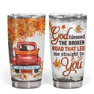 Couple Gifts, Birthday Gifts, Anniversary Gift, Grandparents Day Gifts - God Blessed The Broken Road That Led Me Straight To You, Couple Gift, Custom Tumbler, Travel Cup, Insulated 20oz Tumbler