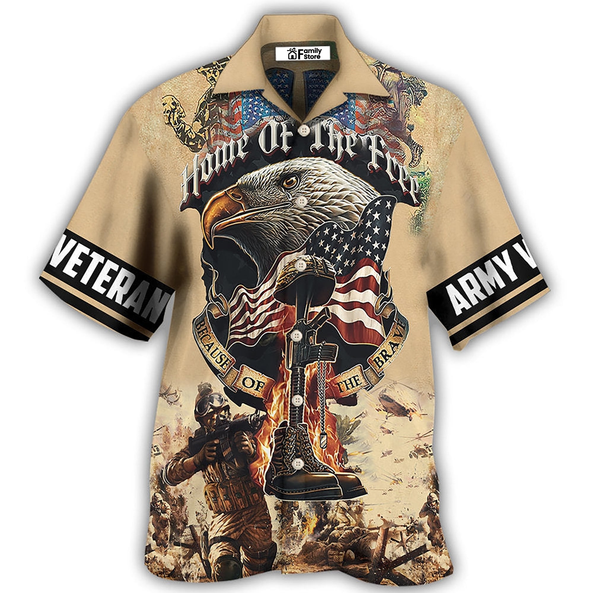 Veteran Army America Home Of The Free Because Of The Brave - Hawaiian Shirt