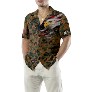 Veteran Proud US Marine Camouflage Hawaiian Shirt