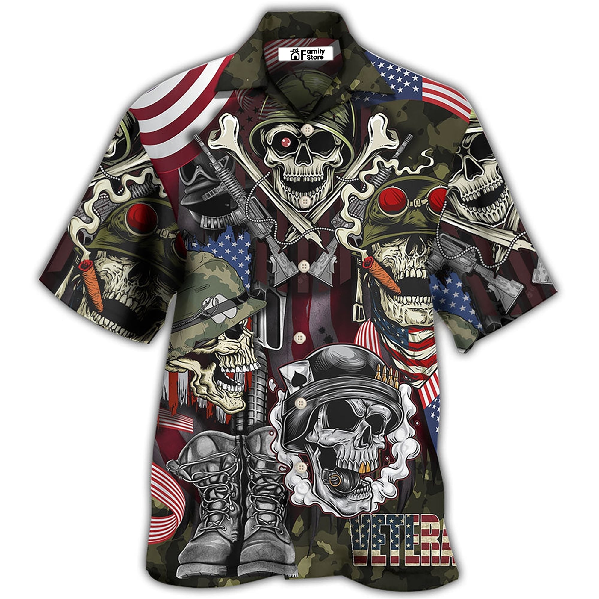 Veteran Skull War Art - Hawaiian Shirt