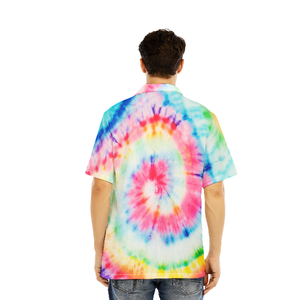 Vibrant Spiral Tie Dye Hippie Aloha Hawaiian Shirts