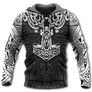 Viking Blood Black And White Style - Hoodie